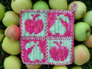 Apples and Pears Knit Pot Holder Pattern